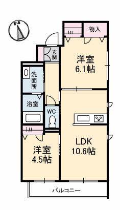 エストガーデン(2LDK/3階)の間取り写真