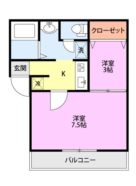 リベルタ川端I(2K/1階)の間取り写真