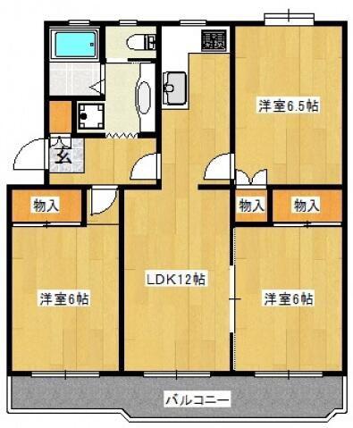 宮前平アベリア1号棟(3LDK/2階)の間取り写真