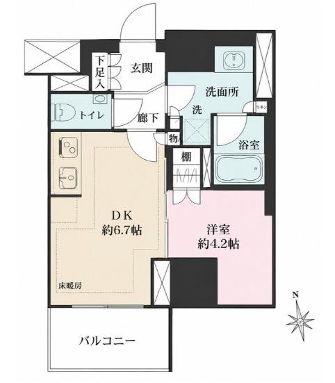 ザ・パークハウス上野(1DK/5階)の間取り写真