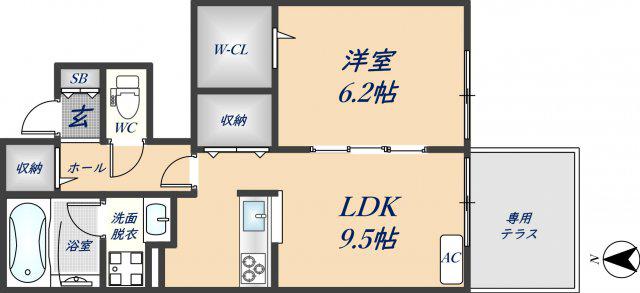 アムールコート(1LDK/1階)の間取り写真