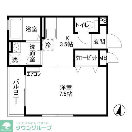 グランバリエ志村(1K/2階)の間取り写真