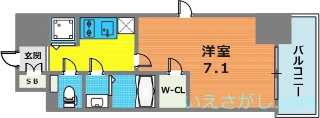 エスリード神戸三宮ラグジェ(1K/15階)の間取り写真