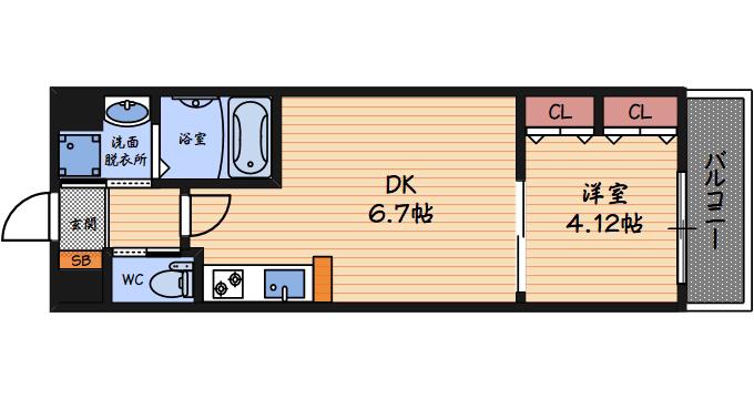 CHOEI65(1DK/10階)の間取り写真