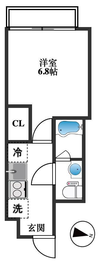 オークレスト小岩(1K/5階)の間取り写真