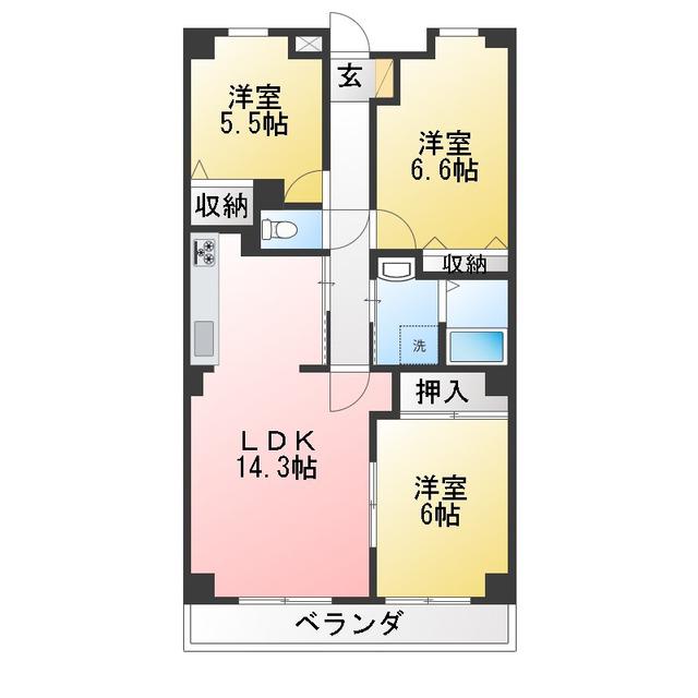 ゴールドクレスト(3LDK/2階)の間取り写真