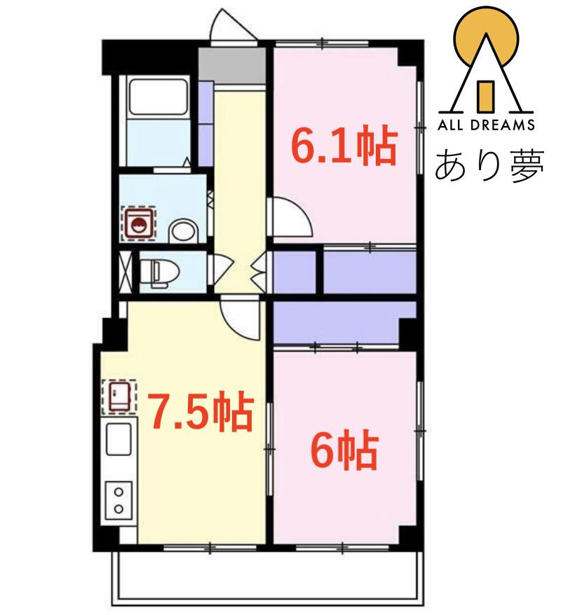 大芝台ハイツ(2DK/2階)の間取り写真