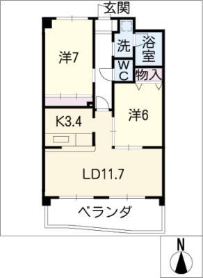イースト OAK 41(2LDK/2階)の間取り写真