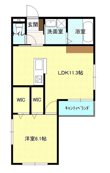 カーサ アヴェニール(1LDK/2階)の間取り写真
