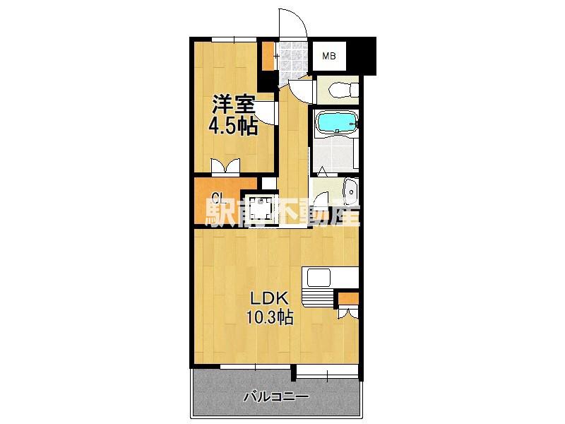 クリエート日赤通II(1LDK/8階)の間取り写真