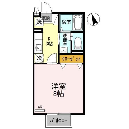 RIO AONO IV号館(1K/2階)の間取り写真