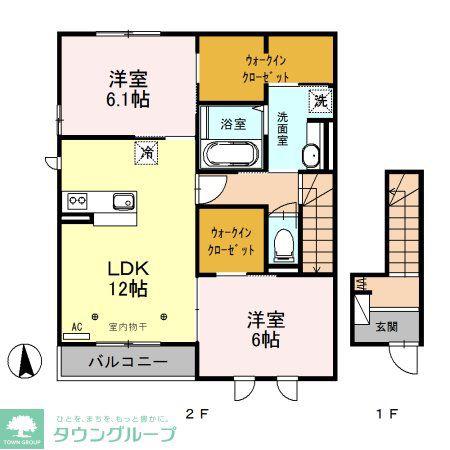 サンモール A(2LDK/2階)の間取り写真