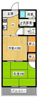 ハイツ井手(2K/2階)の間取り写真