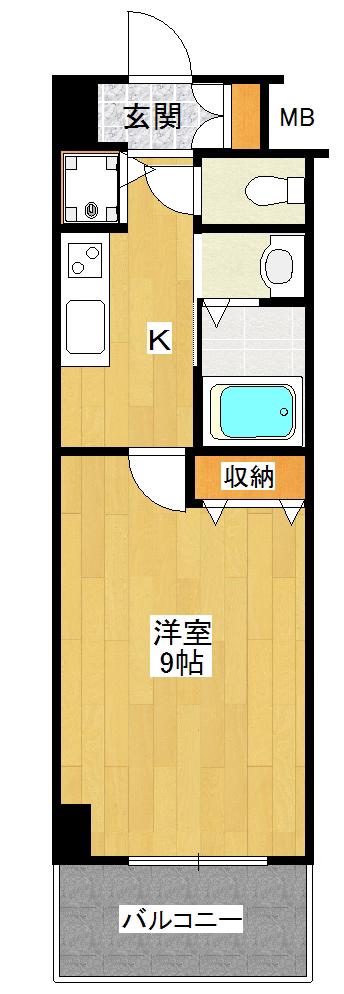 グランコート東府中(1K/4階)の間取り写真