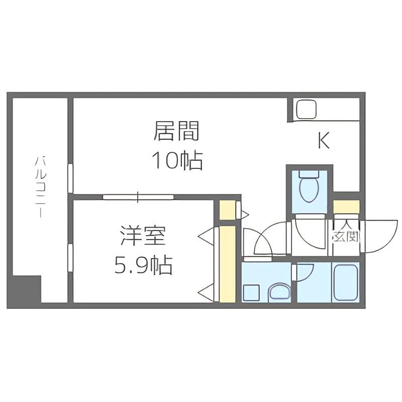 グランカーサ南13条(1LDK/9階)の間取り写真