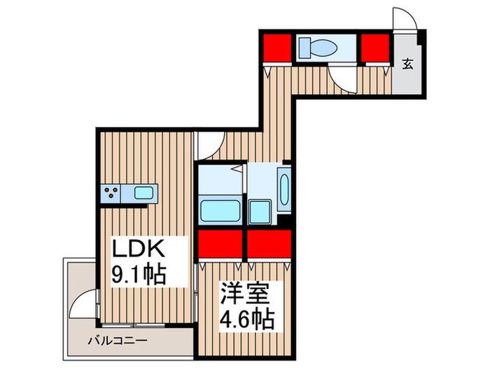 エクセリア上鷺宮II(1LDK/1階)の間取り写真