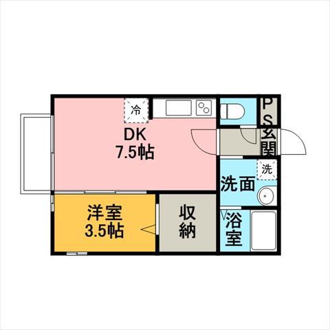 グランドソレイユ(1DK/1階)の間取り写真