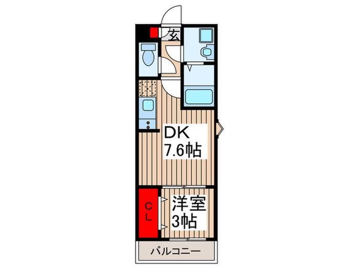 ジーメゾン大宮今羽町(1DK/2階)の間取り写真