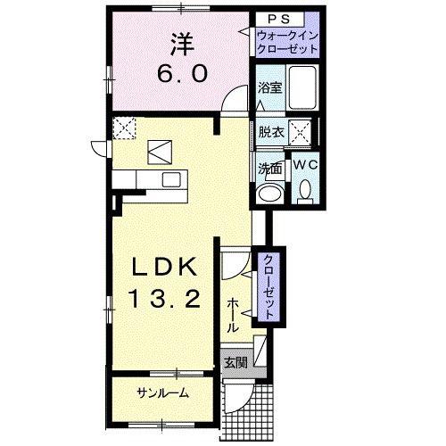 サニーサイドパークIII(1LDK/1階)の間取り写真