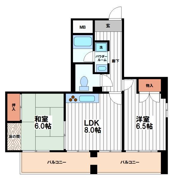 高津サニーハイツ(2LDK/7階)の間取り写真