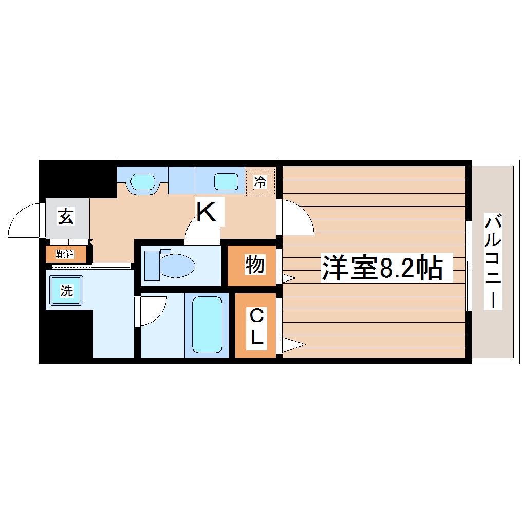 アイーラ渡辺(1K/4階)の間取り写真