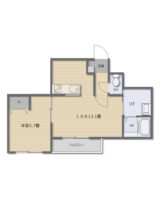 ソレミア(1LDK/4階)の間取り写真