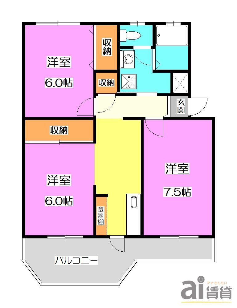 入間ビレッジ2号棟(2LDK/4階)の間取り写真
