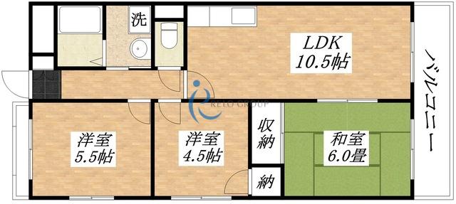 LMヒルズ平野(3LDK/6階)の間取り写真