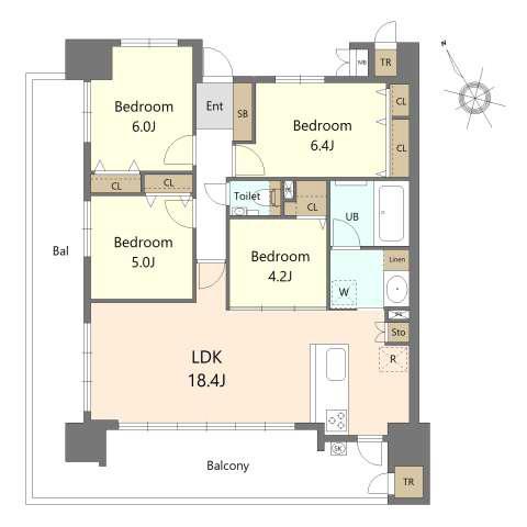 S-RESIDENCE愛宕サウス(3LDK/8階)の間取り写真