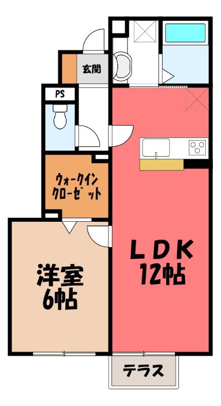 アムール花崎(1LDK/1階)の間取り写真