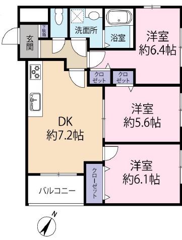 エバーグリーンパレス船橋本町(3DK/5階)の間取り写真