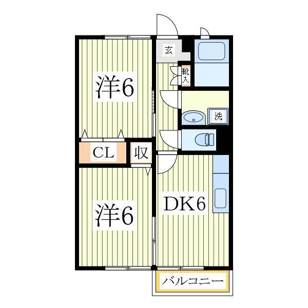 プリムローズⅡ(2DK/1階)の間取り写真