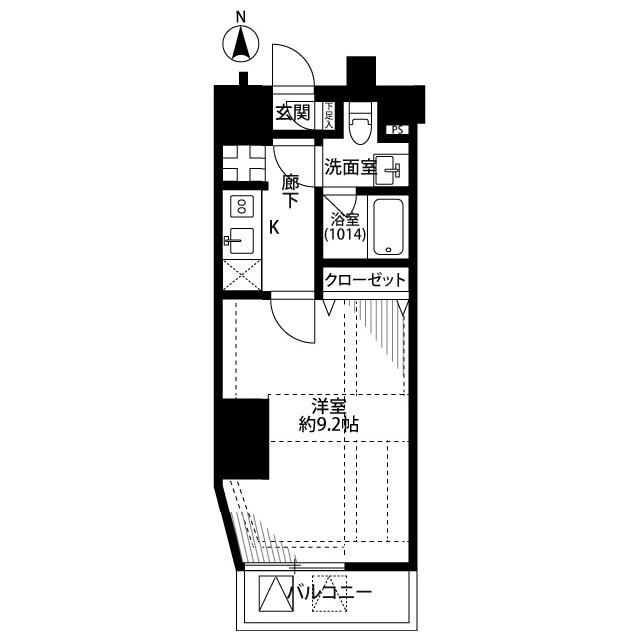 プレールドゥーク永福町(1K/8階)の間取り写真
