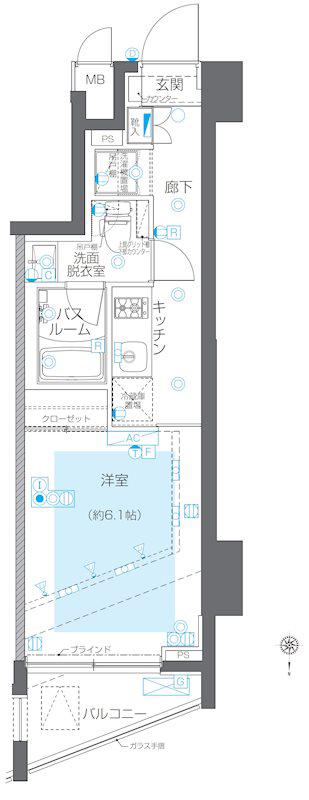 ZOOM目黒かむろ坂(1K/4階)の間取り写真
