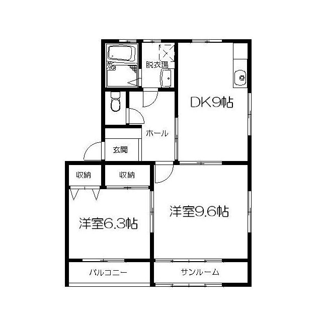 コーポアソシエI(2DK/1階)の間取り写真
