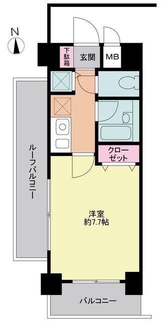 ベルクレール三鷹(1K/7階)の間取り写真