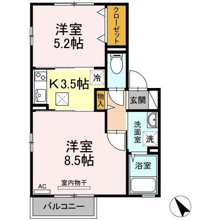ヴィアブリーズ(2K/1階)の間取り写真