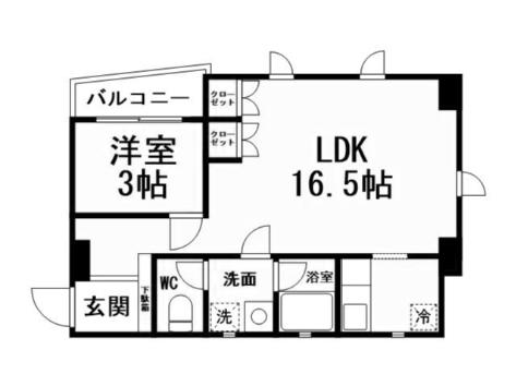 FORZA馬借(1LDK/2階)の間取り写真