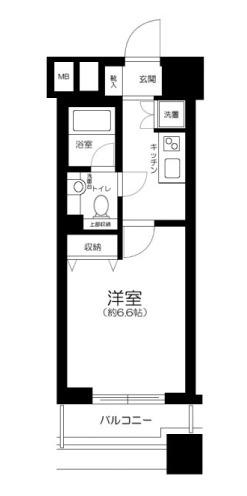 ファーストリアルタワー新宿(1K/4階)の間取り写真