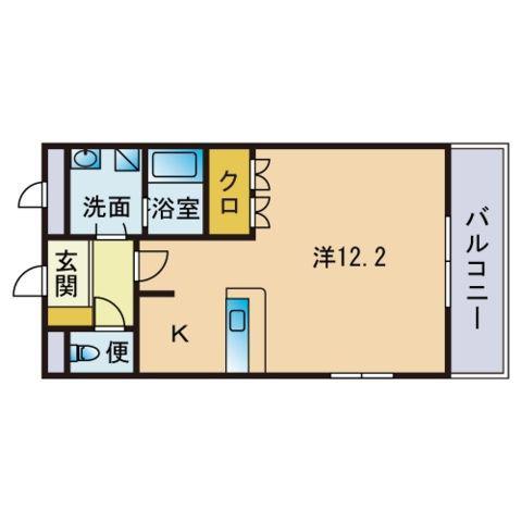 RIVERCOURTYAHIROⅡ(ワンルーム/2階)の間取り写真