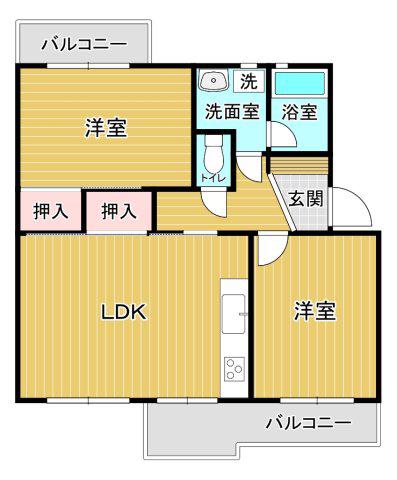 内野西団地5(2LDK/4階)の間取り写真