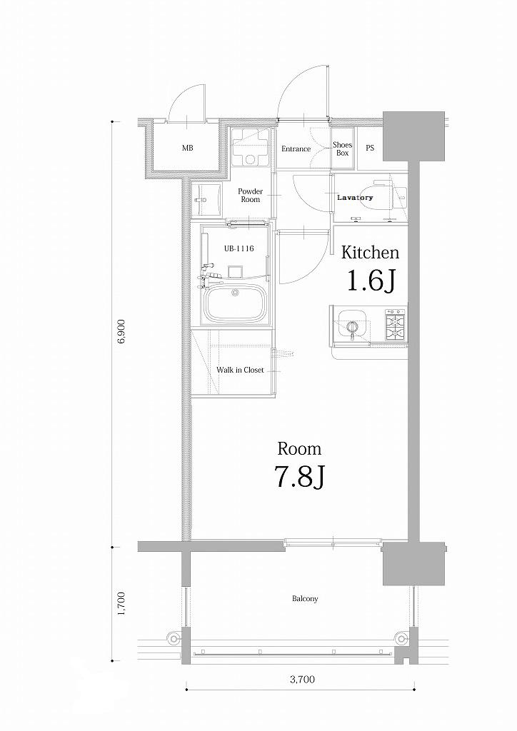 エンクレスト博多駅南BASE(1K/13階)の間取り写真