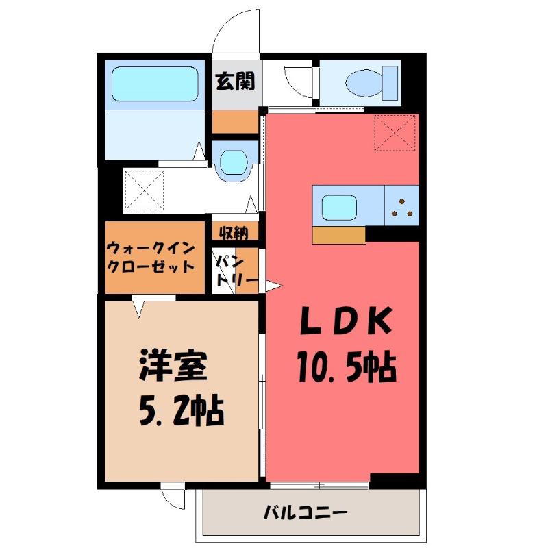 サクラソラ B(1LDK/3階)の間取り写真
