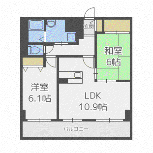 エクシード33(2LDK/1階)の間取り写真