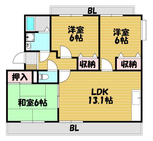 ランデックス弐番館(3LDK/1階)の間取り写真