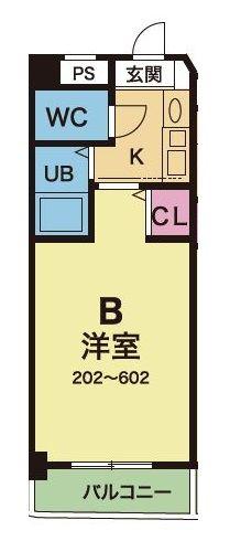 YKハイツ中崎II(1K/2階)の間取り写真