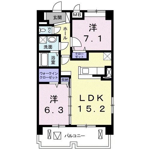 イースト アヴェニュー(2LDK/6階)の間取り写真