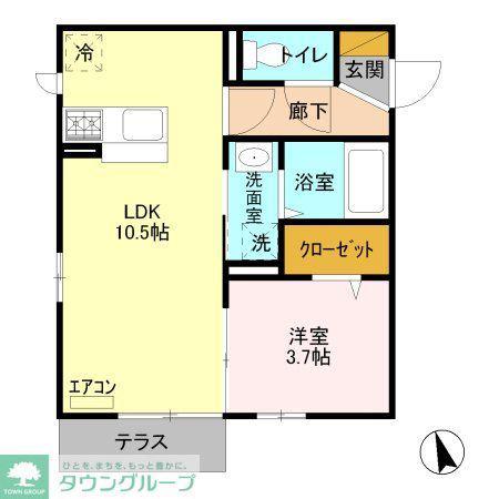 ロンサール(1LDK/1階)の間取り写真