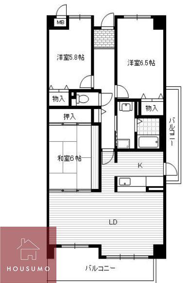メゾンクレール(3LDK/1階)の間取り写真