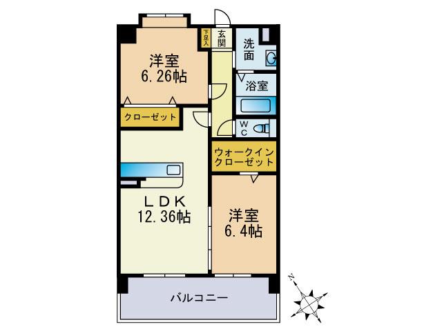 スカイシャトレ曰佐(2LDK/7階)の間取り写真